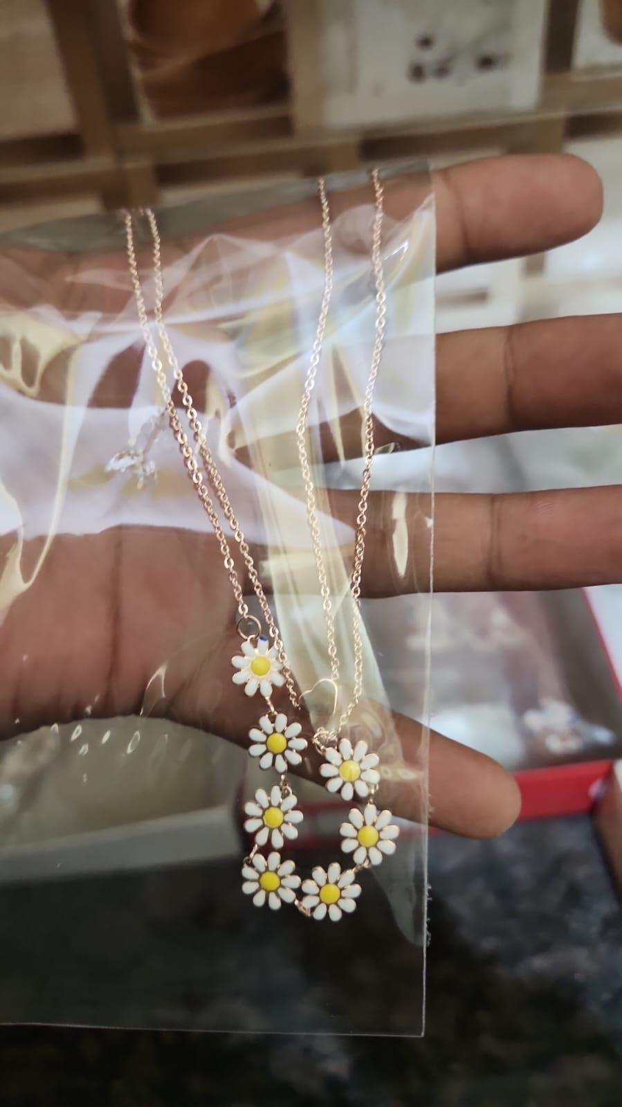 Beautiful Golden Daisy Heart Two-Layered Necklace For Women & Girls for all occasions